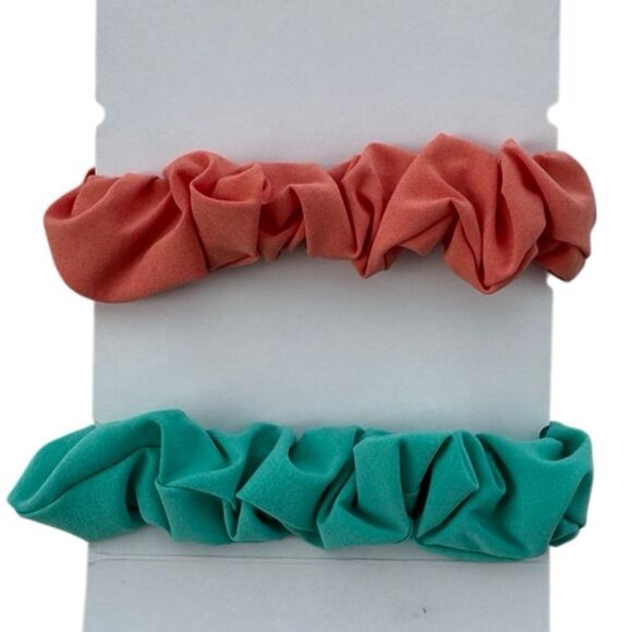 2 Lululemon Uplifting Scrunchies: Wander Teal and Coral Kiss - Picture 6 of 6